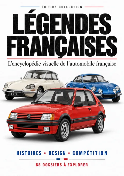 Couverture actuelle de Légendes Françaises, avec Peugeot 205 GTI, Citroën DS et Alpine A110